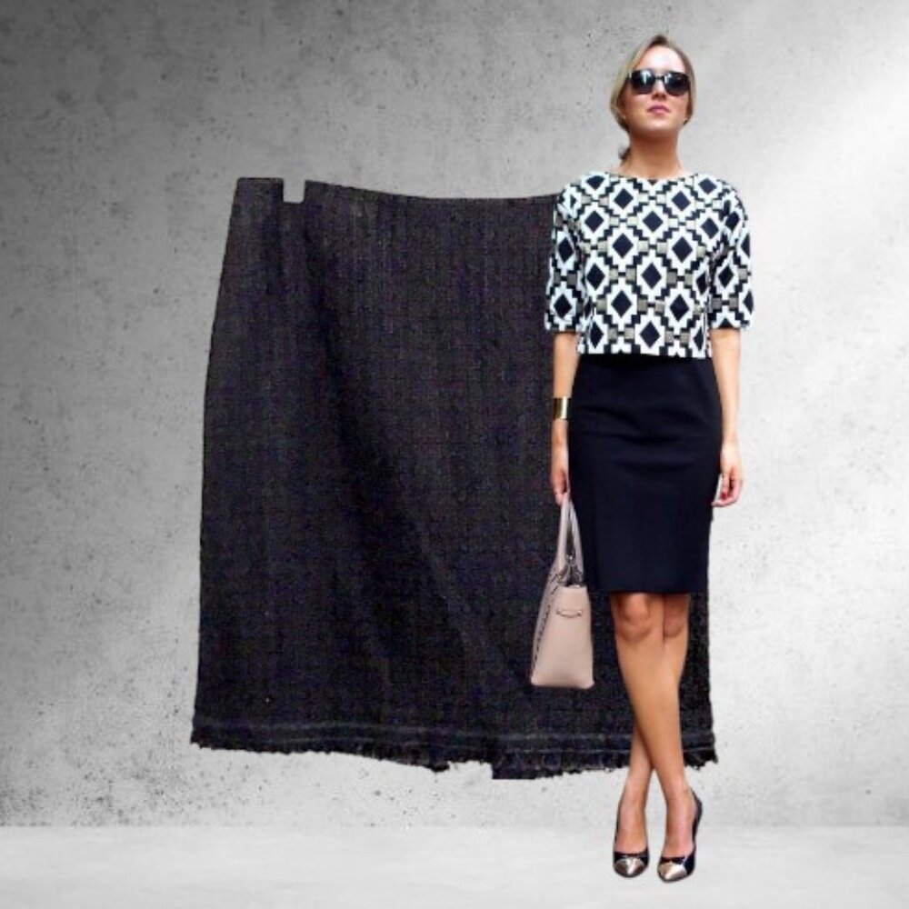 Cute Talbots Black Textured Pencil Skirt with FUN Furry Hem!!!
